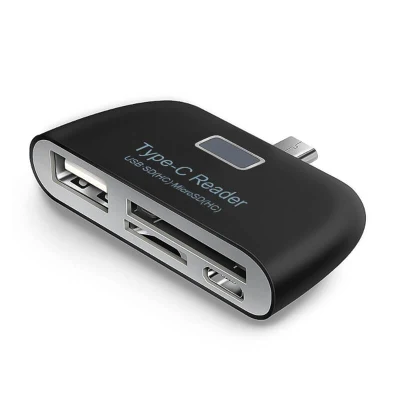 Typ-C Smartphone-Kreditkartenleser auf USB 2.0 Micro-USB/TF/SD-Speicherkartenadapter für MacBook Phone Tablet